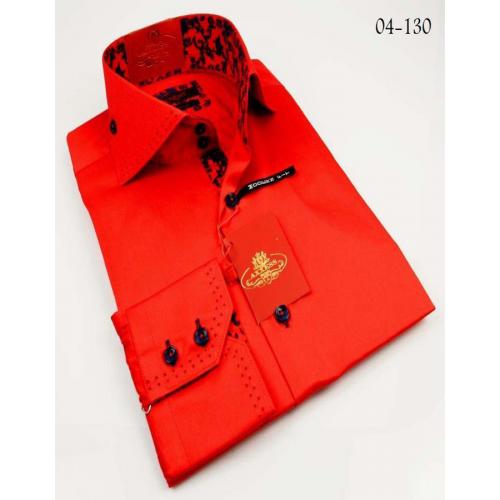 Axxess Red Handpick Stitching 100% Cotton Dress Shirt 04-130